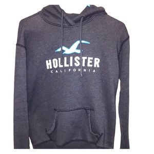 Navy blue grayish hoodie with white letters